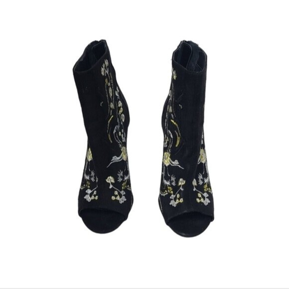 Carlos By Carlos Santana Peep Toe Floral Embroidered Heels 6.5 - Picture 2 of 13